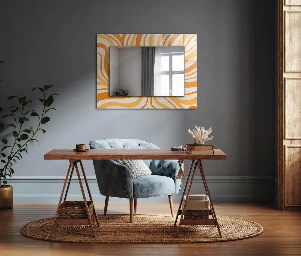 Rectangular decorative mirror Abstract orange patterns