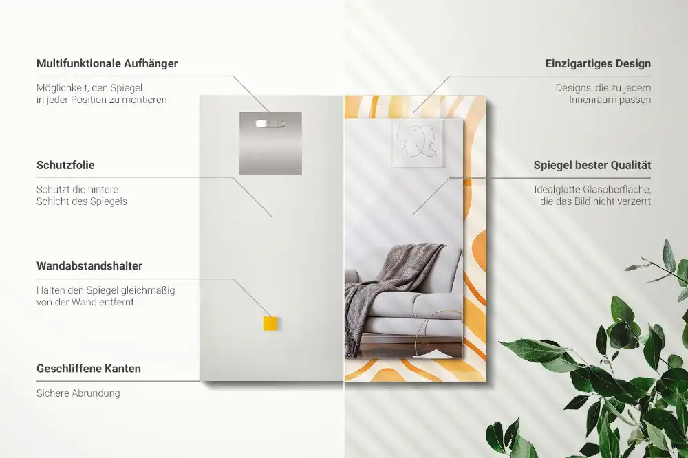 Rectangular decorative mirror Abstract orange patterns