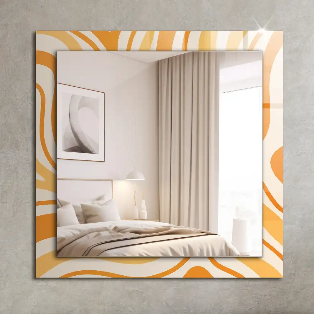 Rectangular decorative mirror Abstract orange patterns