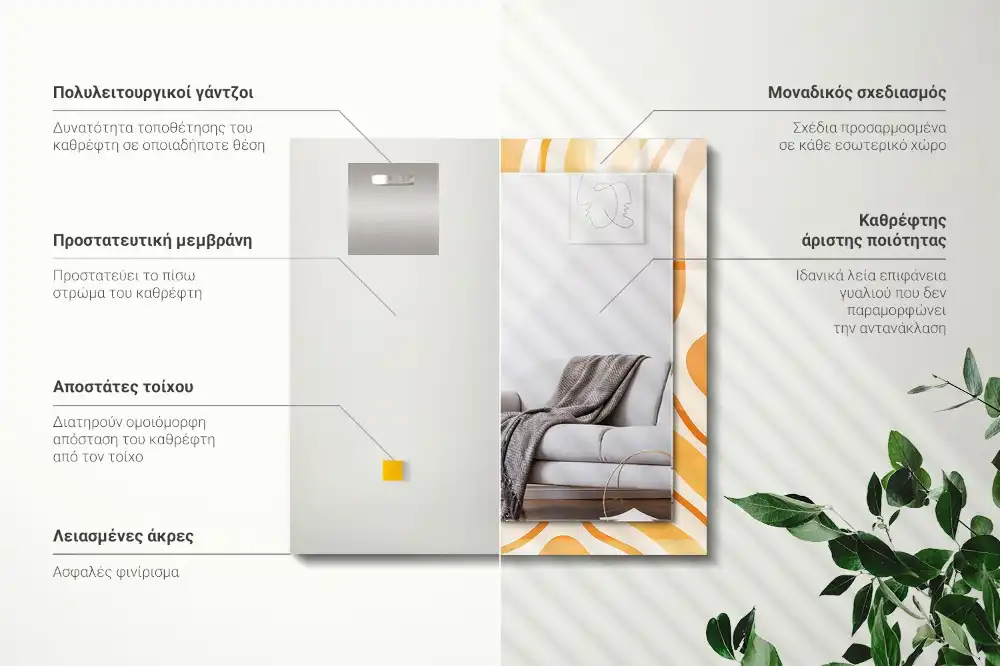 Rectangular decorative mirror Abstract orange patterns