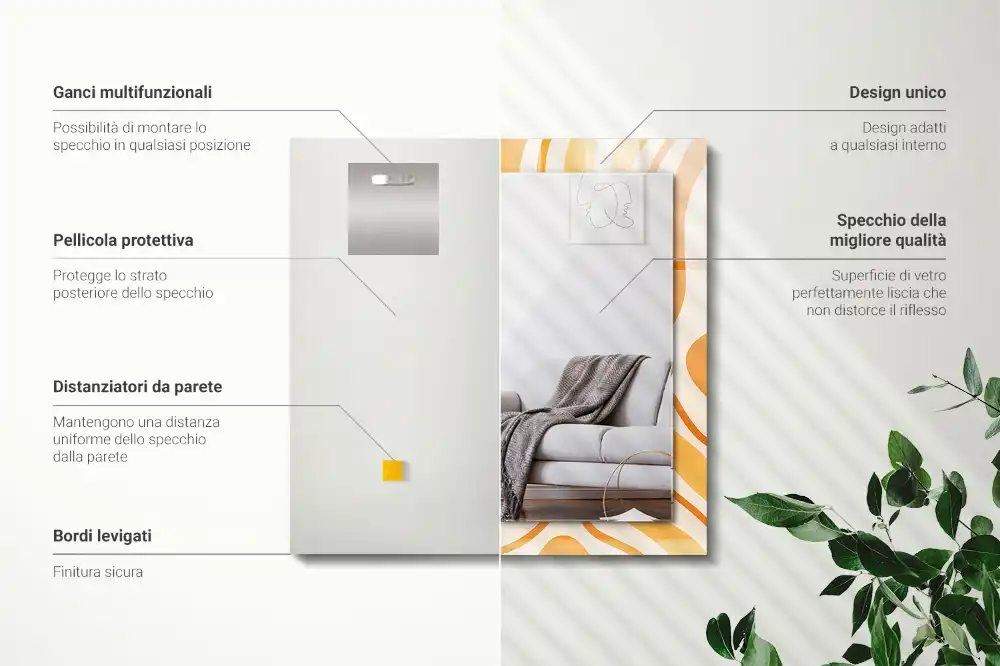 Rectangular decorative mirror Abstract orange patterns