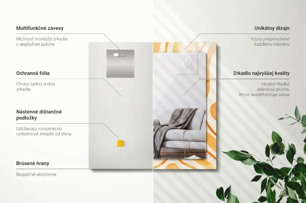 Rectangular decorative mirror Abstract orange patterns