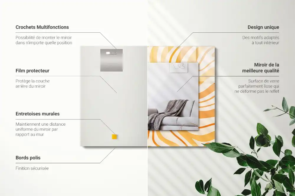 Rectangular decorative mirror Abstract orange patterns