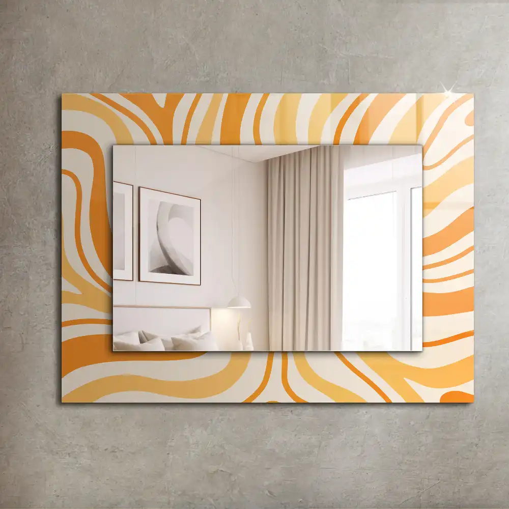 Rectangular decorative mirror Abstract orange patterns