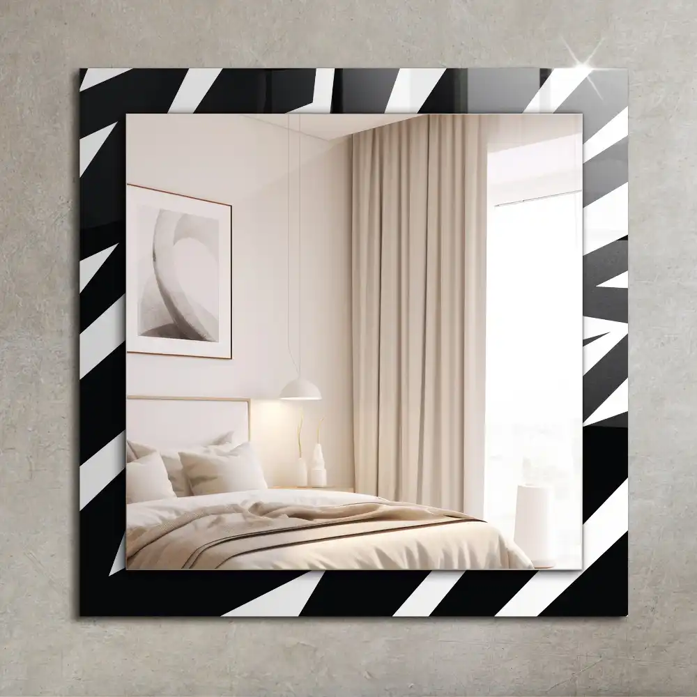 Rectangular wall mirror design Black and white geometry