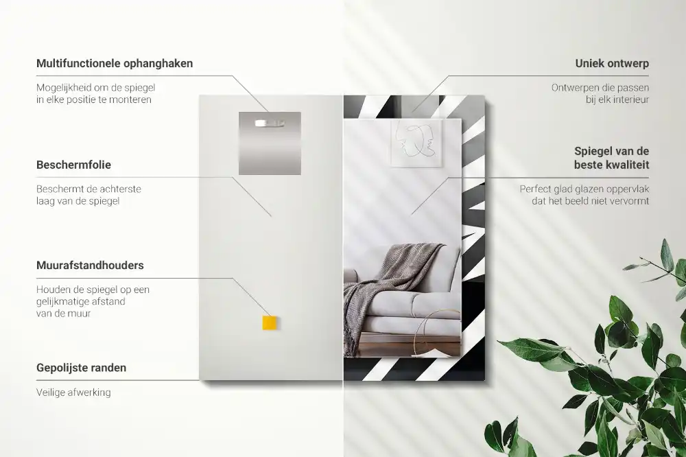 Rectangular wall mirror design Black and white geometry