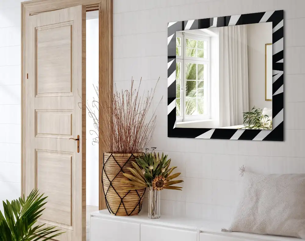 Rectangular wall mirror design Black and white geometry