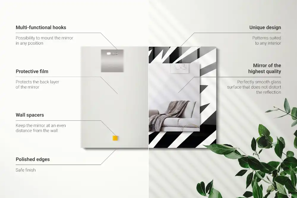 Rectangular wall mirror design Black and white geometry