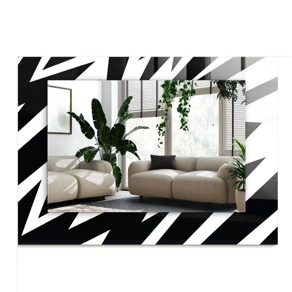 Rectangular wall mirror design Black and white geometry