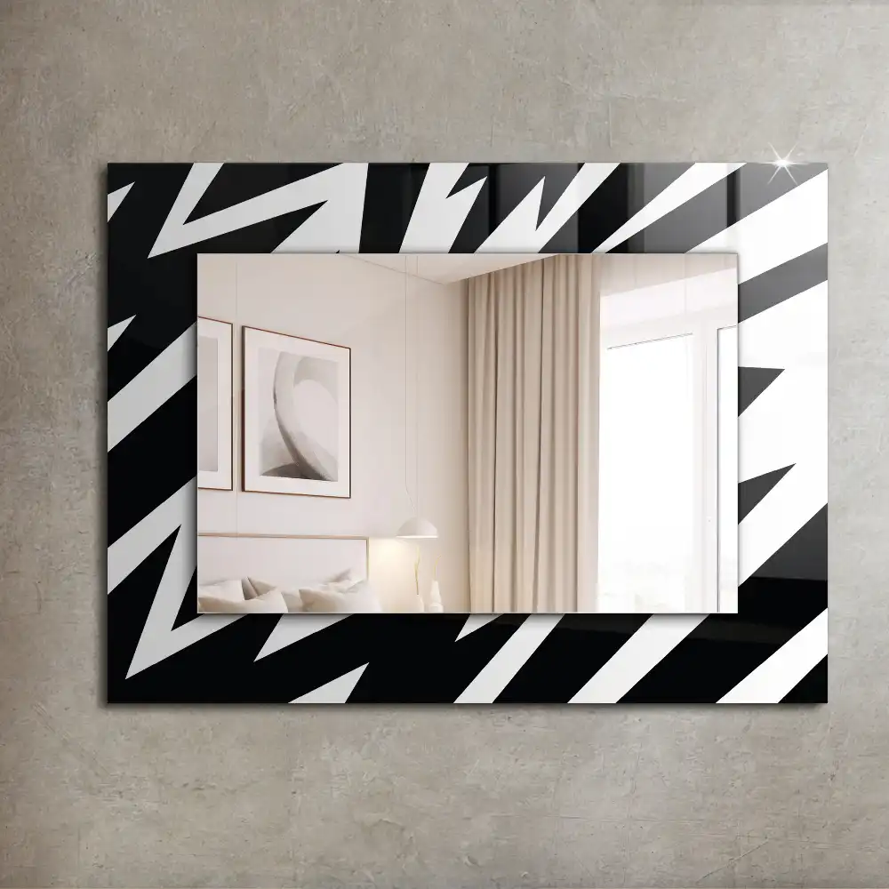 Rectangular wall mirror design Black and white geometry
