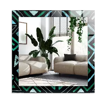 Rectangular decorative mirror Geometric turquoise pattern