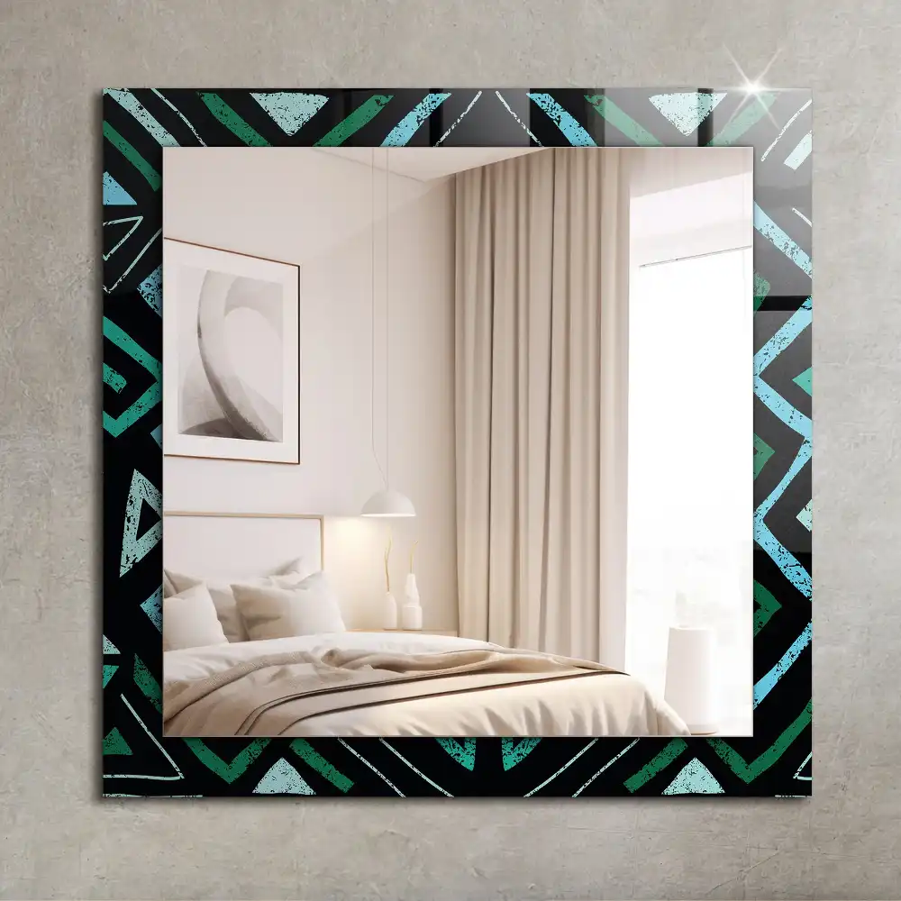 Rectangular decorative mirror Geometric turquoise pattern