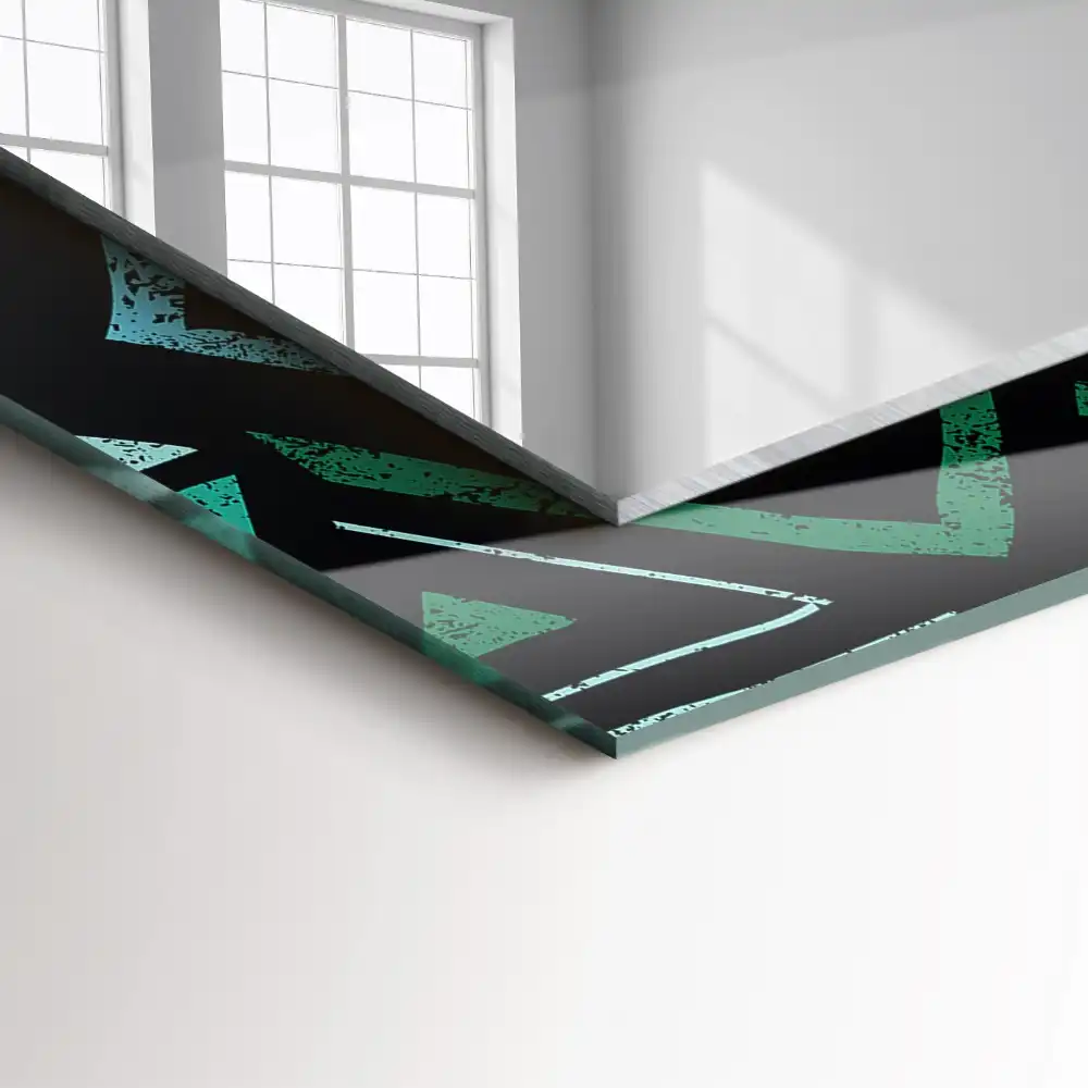 Rectangular decorative mirror Geometric turquoise pattern