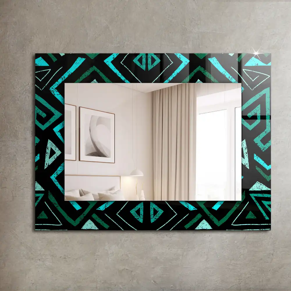 Rectangular decorative mirror Geometric turquoise pattern