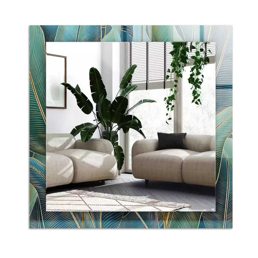 Rectangular mirror print Leaves lines