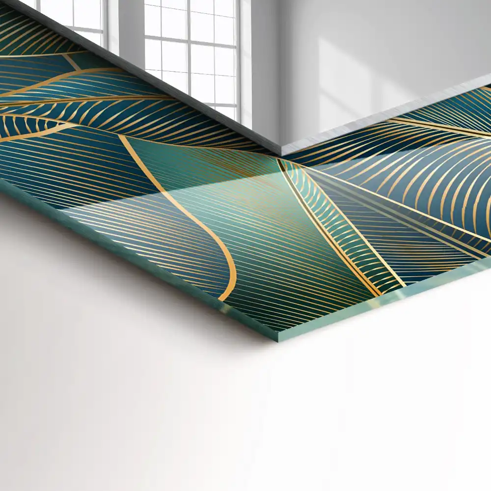 Rectangular mirror print Leaves lines