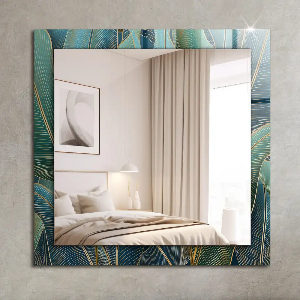 Rectangular mirror print Leaves lines