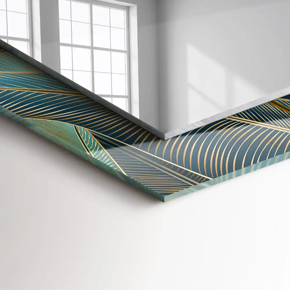 Rectangular mirror print Leaves lines