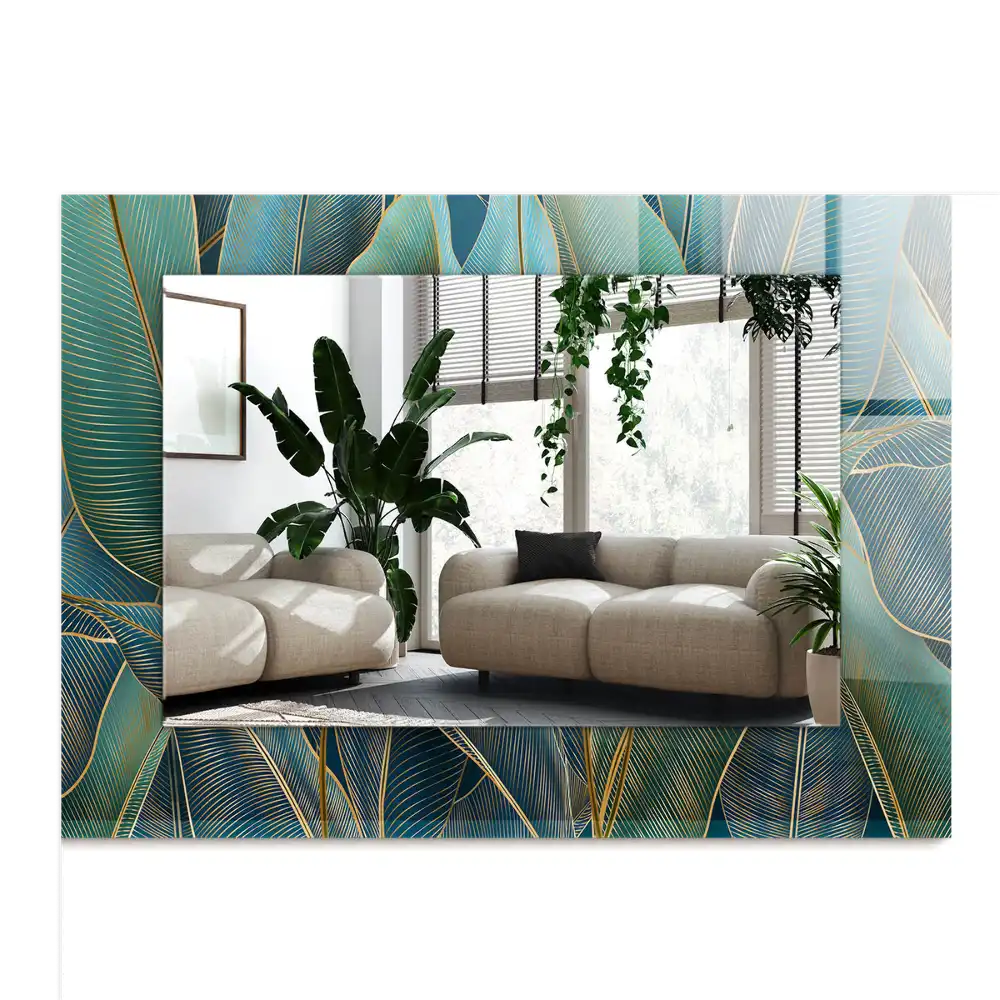Rectangular mirror print Leaves lines