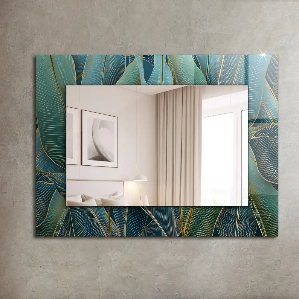 Rectangular mirror print Leaves lines