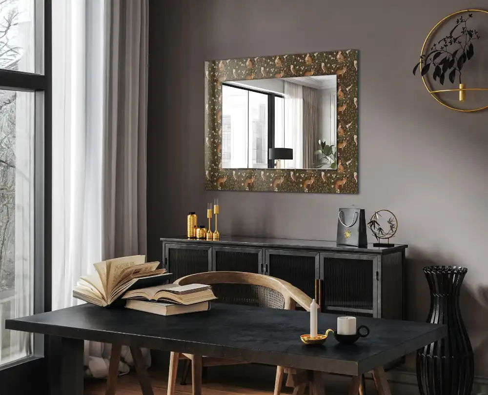 Rectangular wall mirror design The Fox and the Owl