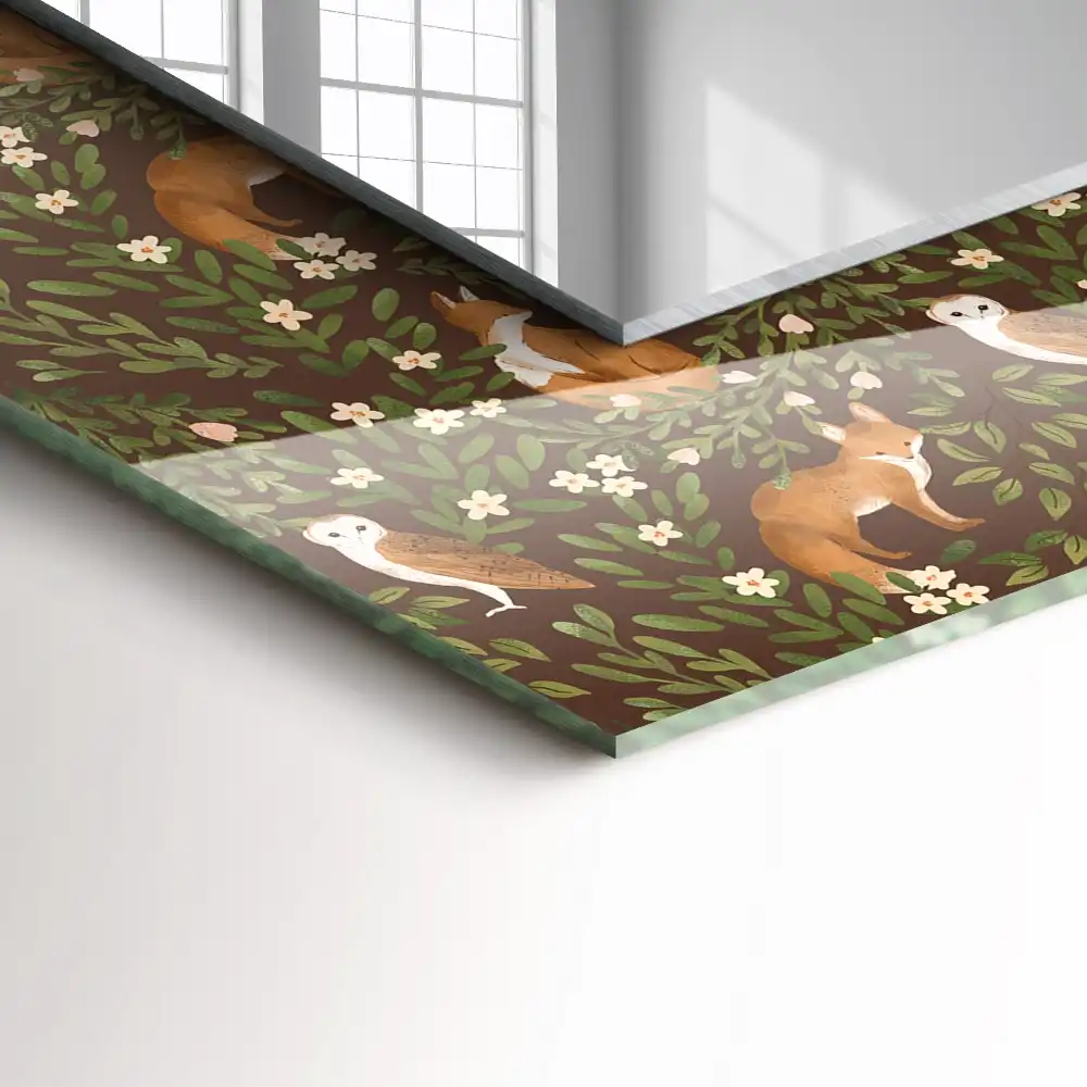 Rectangular wall mirror design The Fox and the Owl