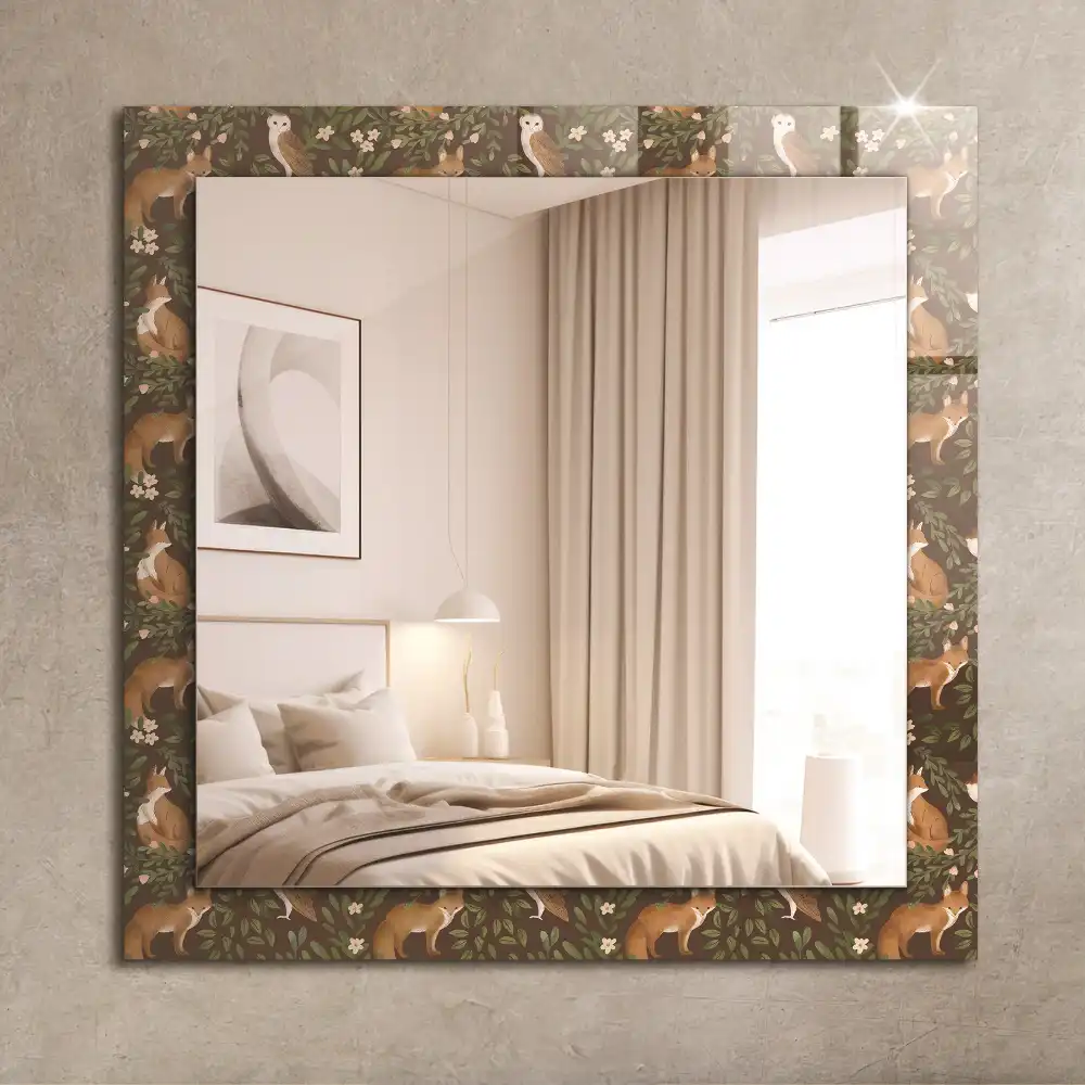 Rectangular wall mirror design The Fox and the Owl