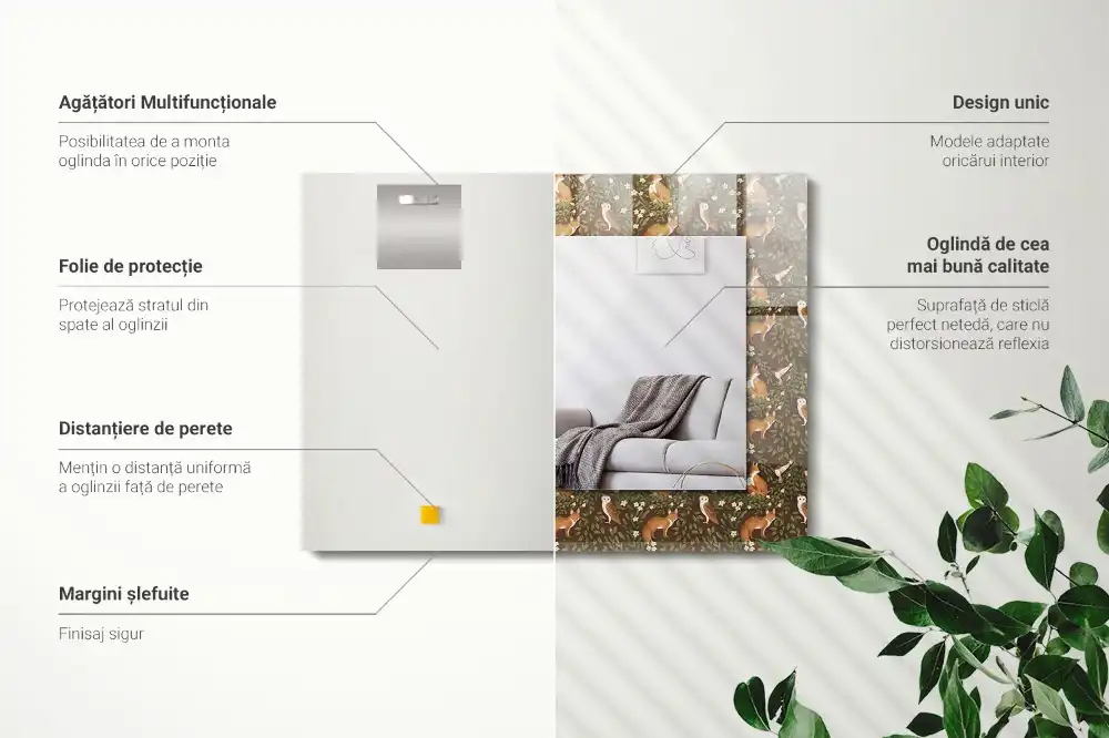 Rectangular wall mirror design The Fox and the Owl