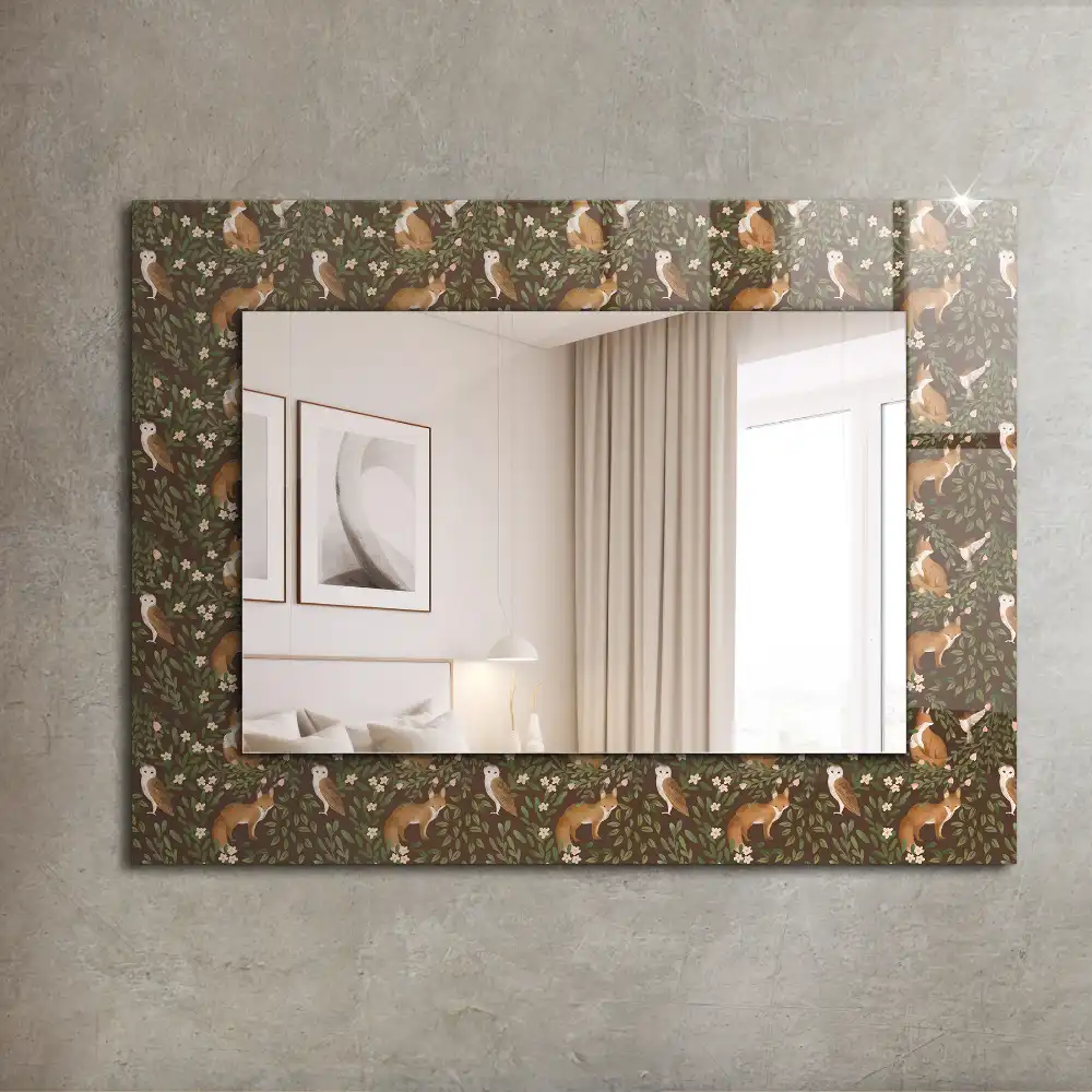 Rectangular wall mirror design The Fox and the Owl