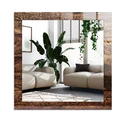 Rectangular decorative mirror Wooden board texture