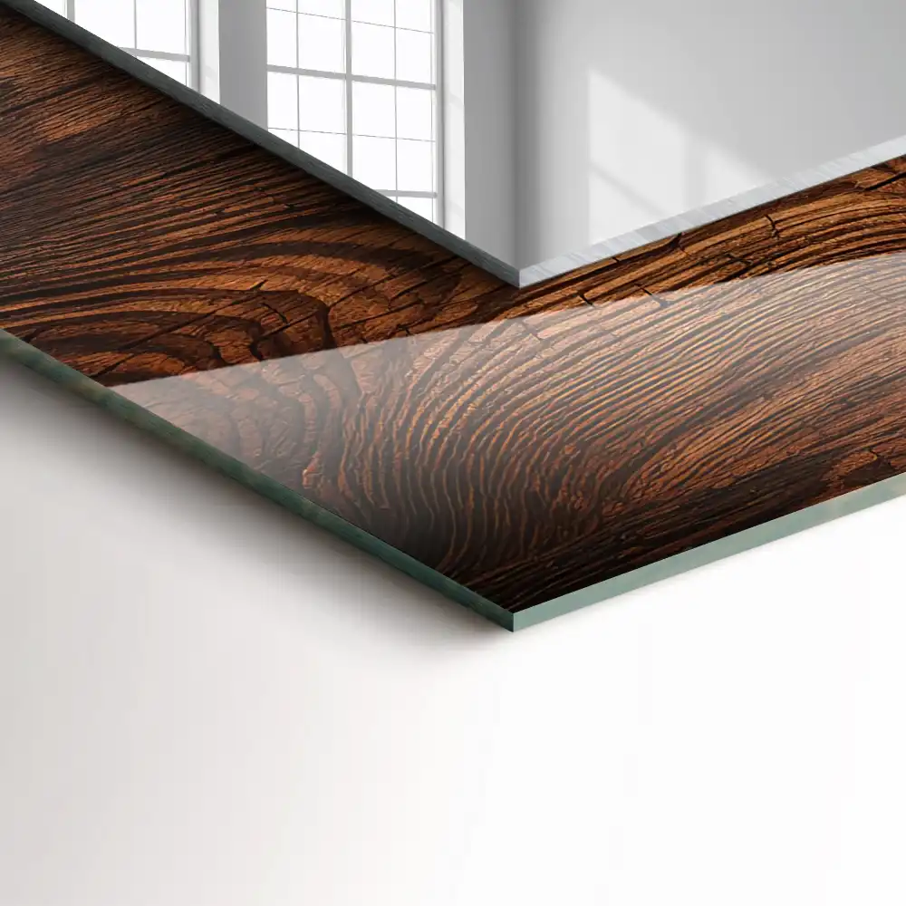 Rectangular decorative mirror Wooden board texture