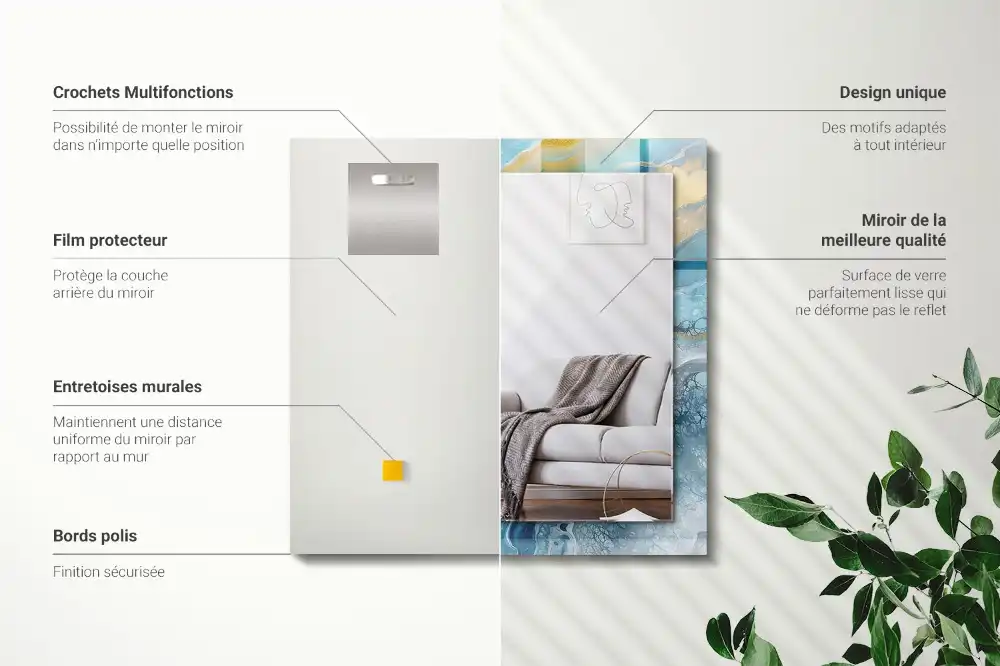 Rectangular mirror print Abstract Marble Resin