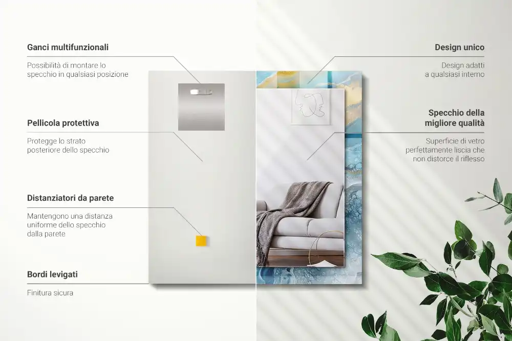 Rectangular mirror print Abstract Marble Resin