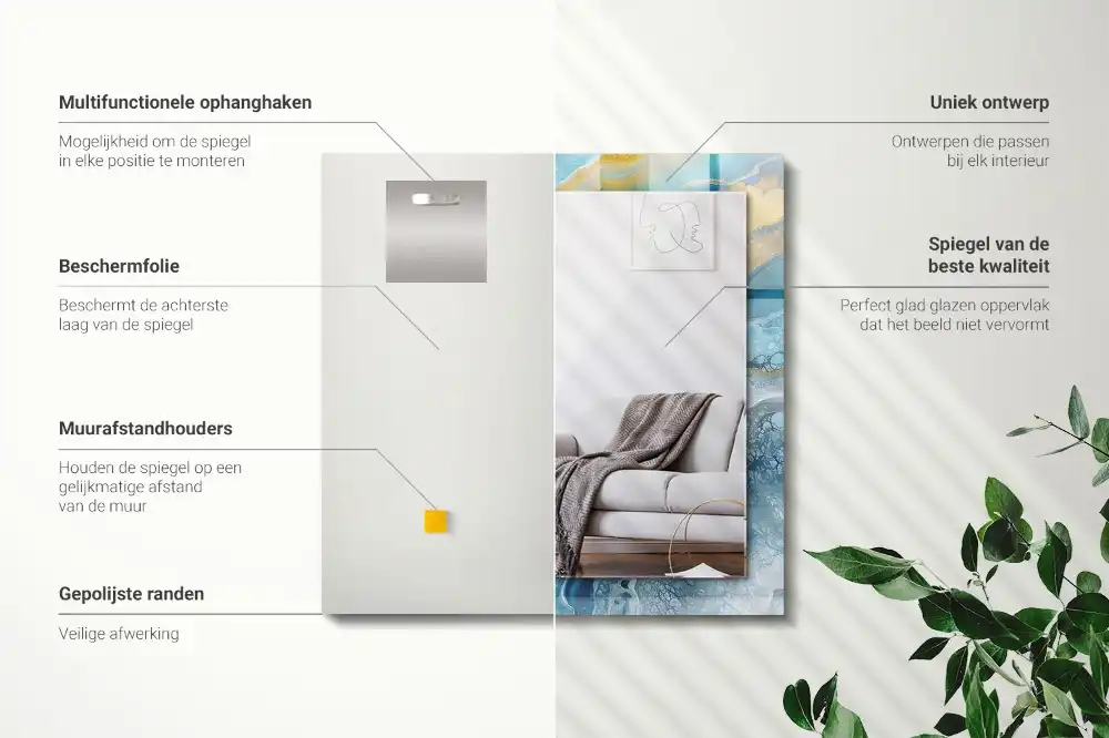 Rectangular mirror print Abstract Marble Resin