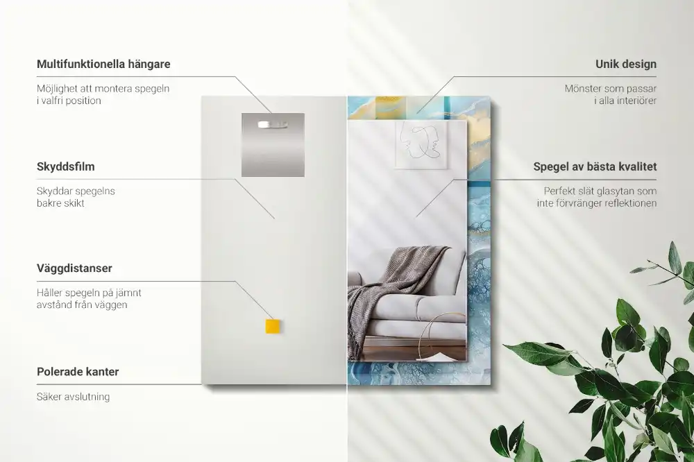 Rectangular mirror print Abstract Marble Resin