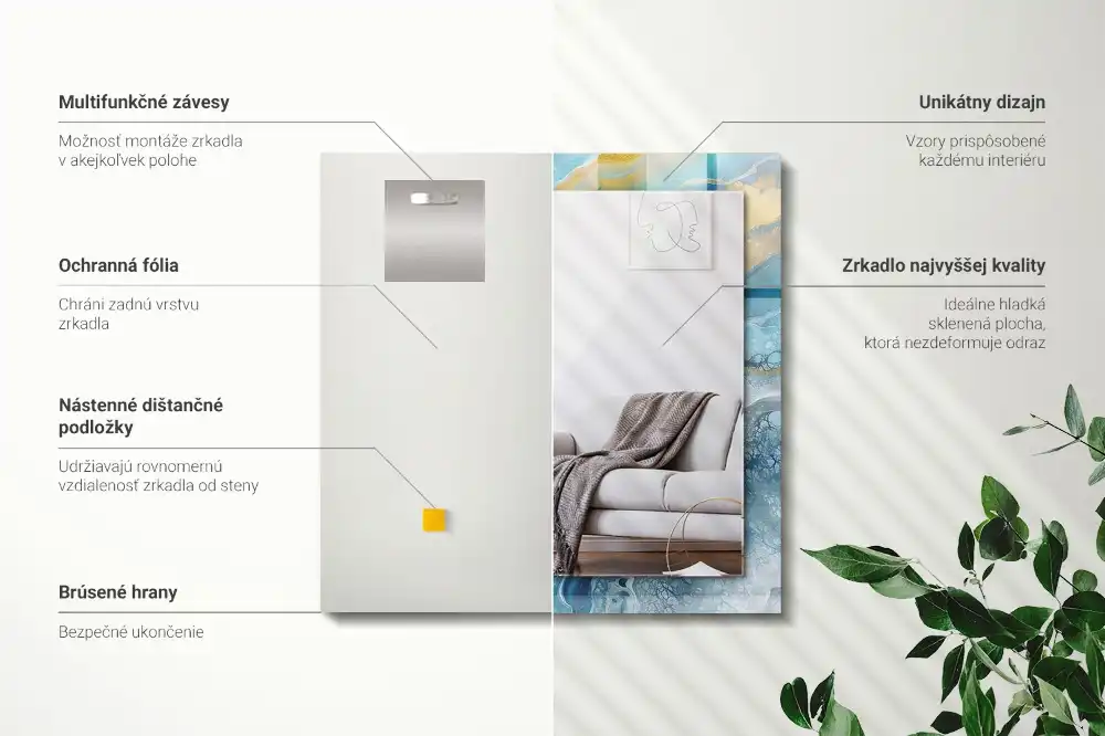 Rectangular mirror print Abstract Marble Resin