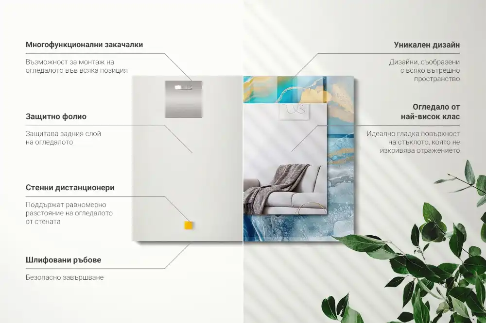 Rectangular mirror print Abstract Marble Resin