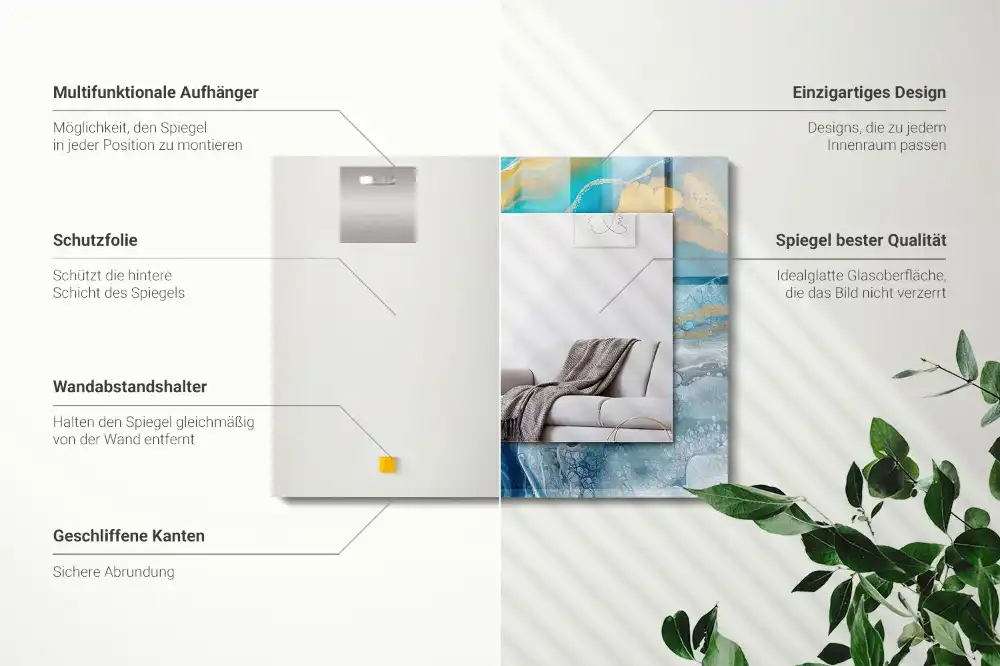 Rectangular mirror print Abstract Marble Resin