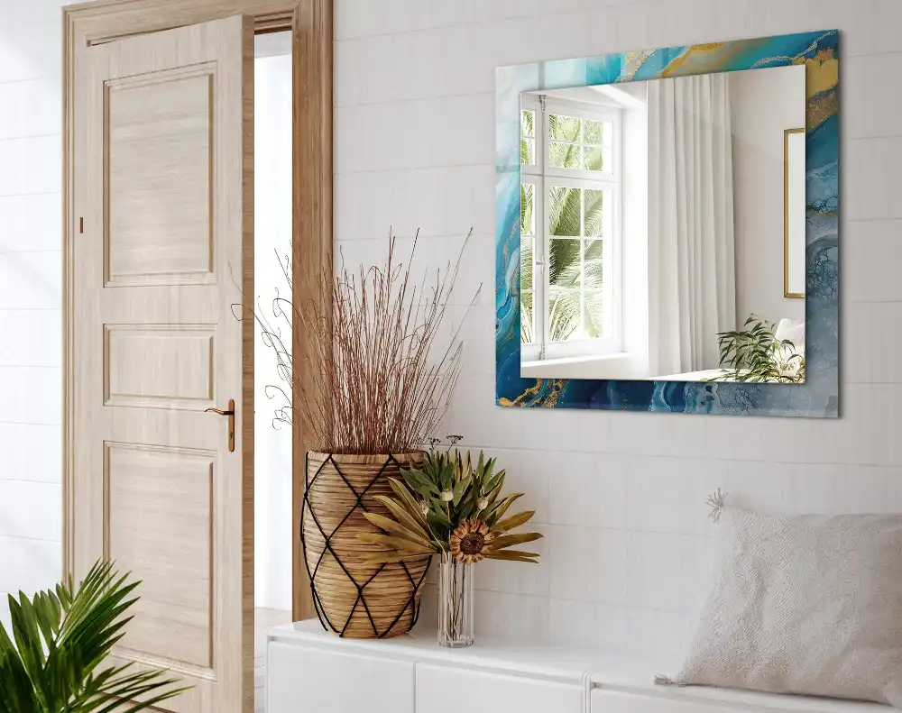 Rectangular mirror print Abstract Marble Resin