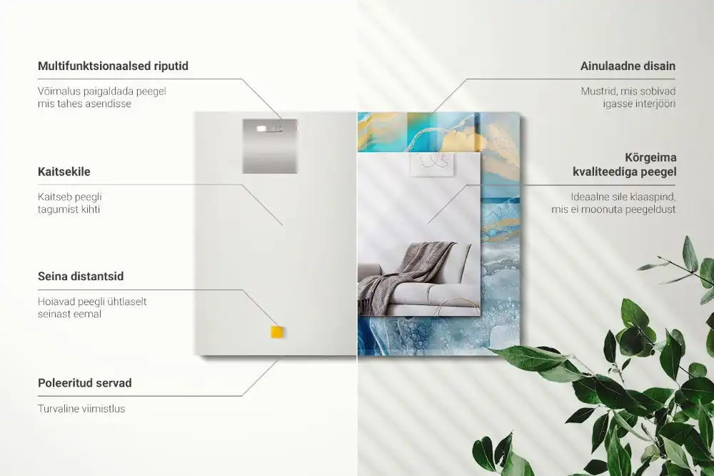 Rectangular mirror print Abstract Marble Resin