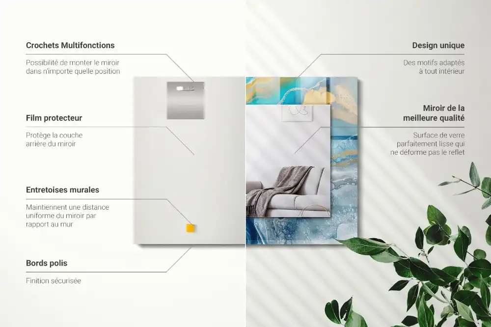 Rectangular mirror print Abstract Marble Resin