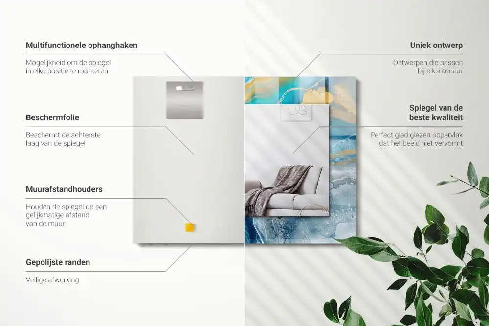 Rectangular mirror print Abstract Marble Resin