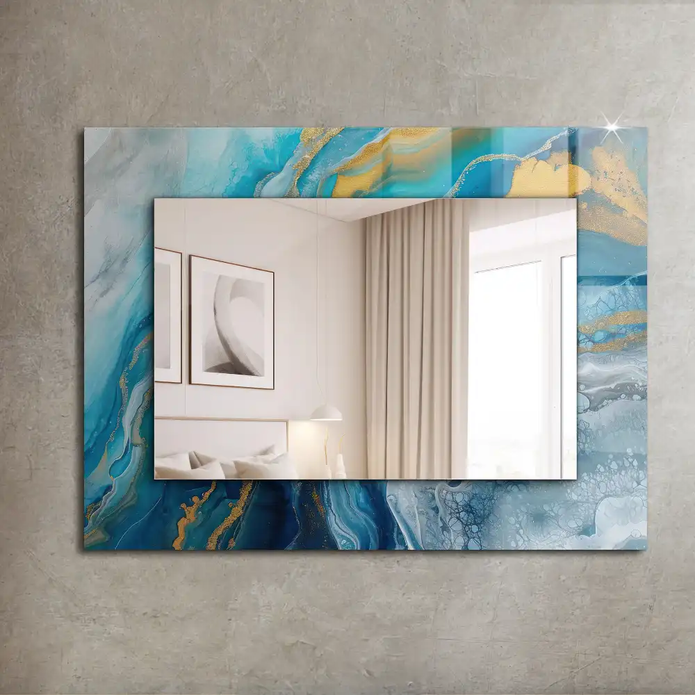 Rectangular mirror print Abstract Marble Resin