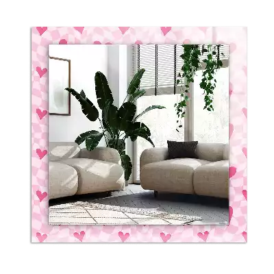 Rectangle decorative mirror Pink hearts