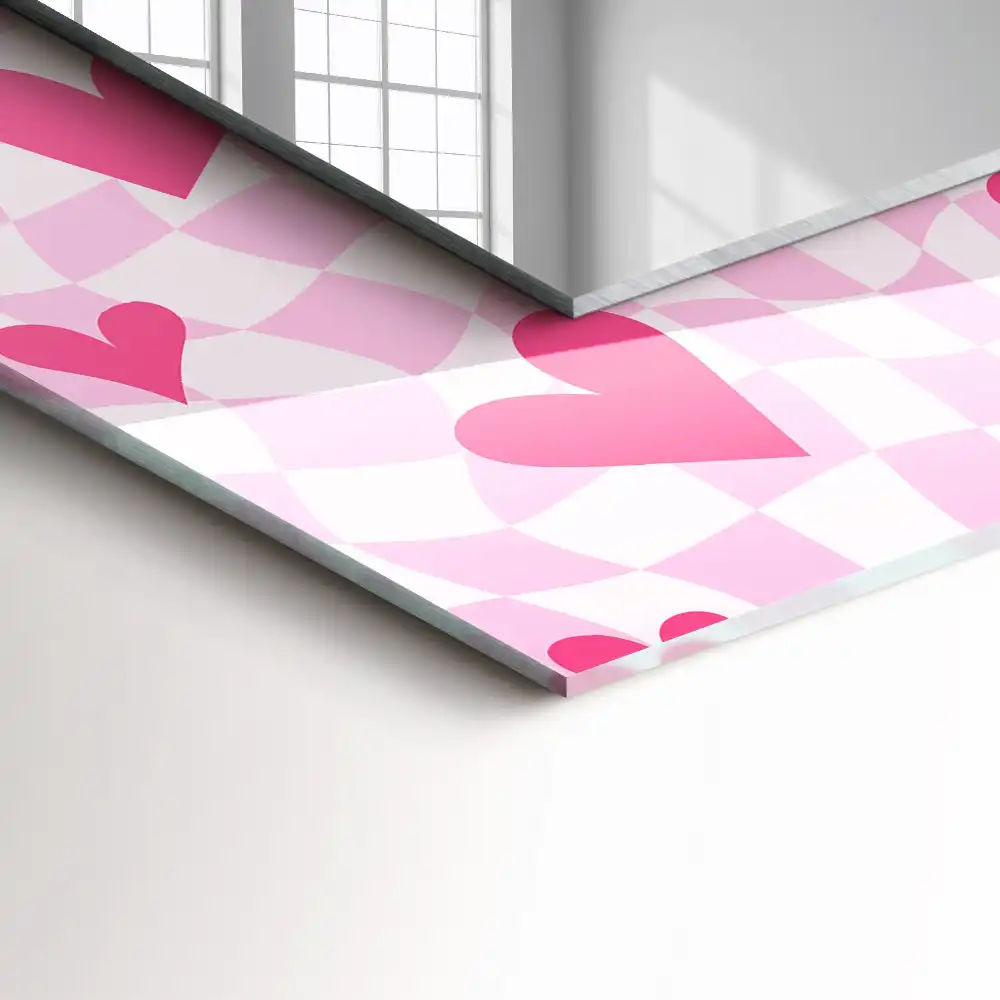 Rectangle decorative mirror Pink hearts