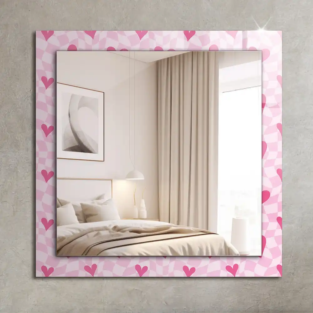 Rectangle decorative mirror Pink hearts