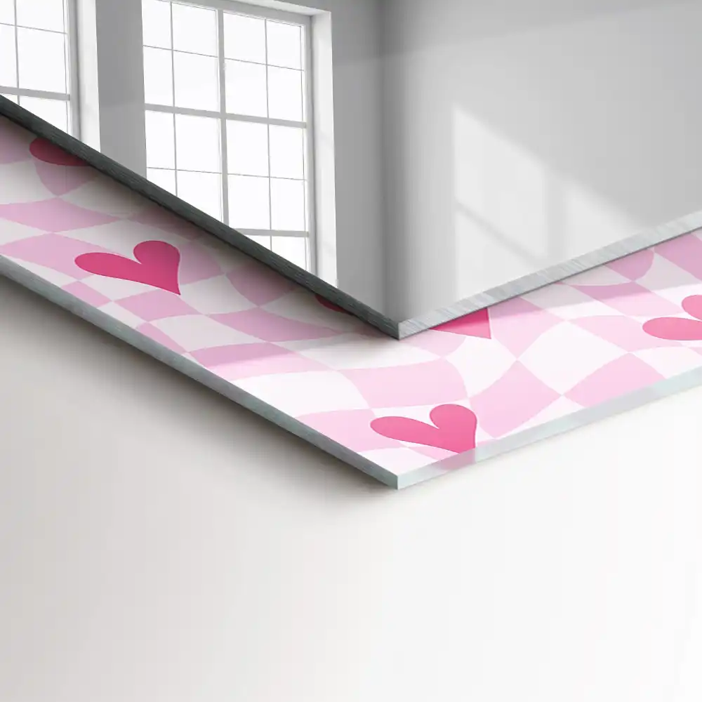 Rectangle decorative mirror Pink hearts