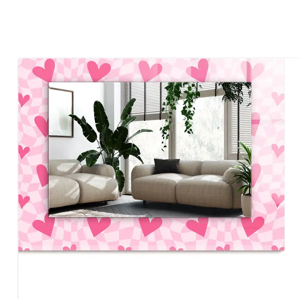 Rectangle decorative mirror Pink hearts