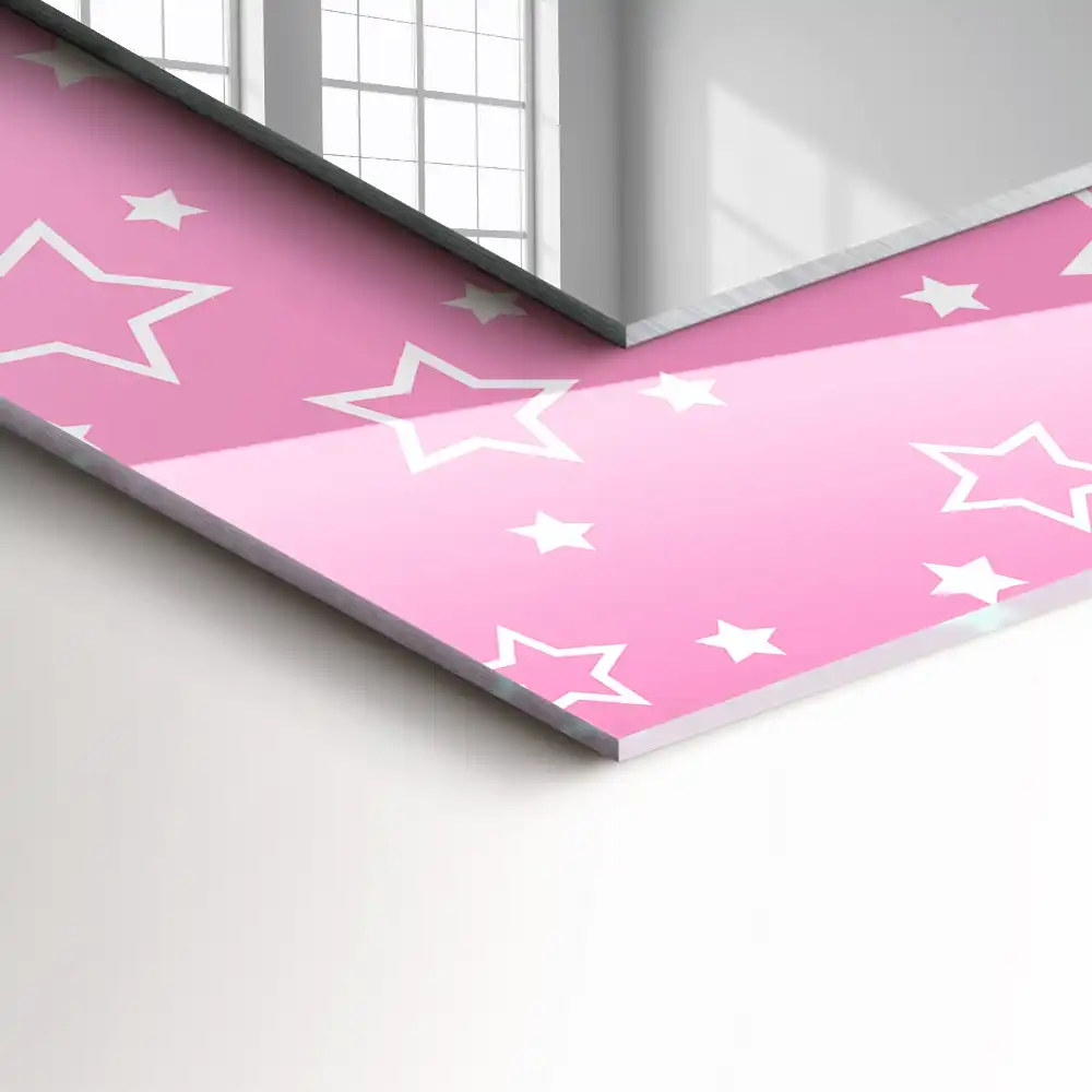 Rectangular wall mirror design Pink stars