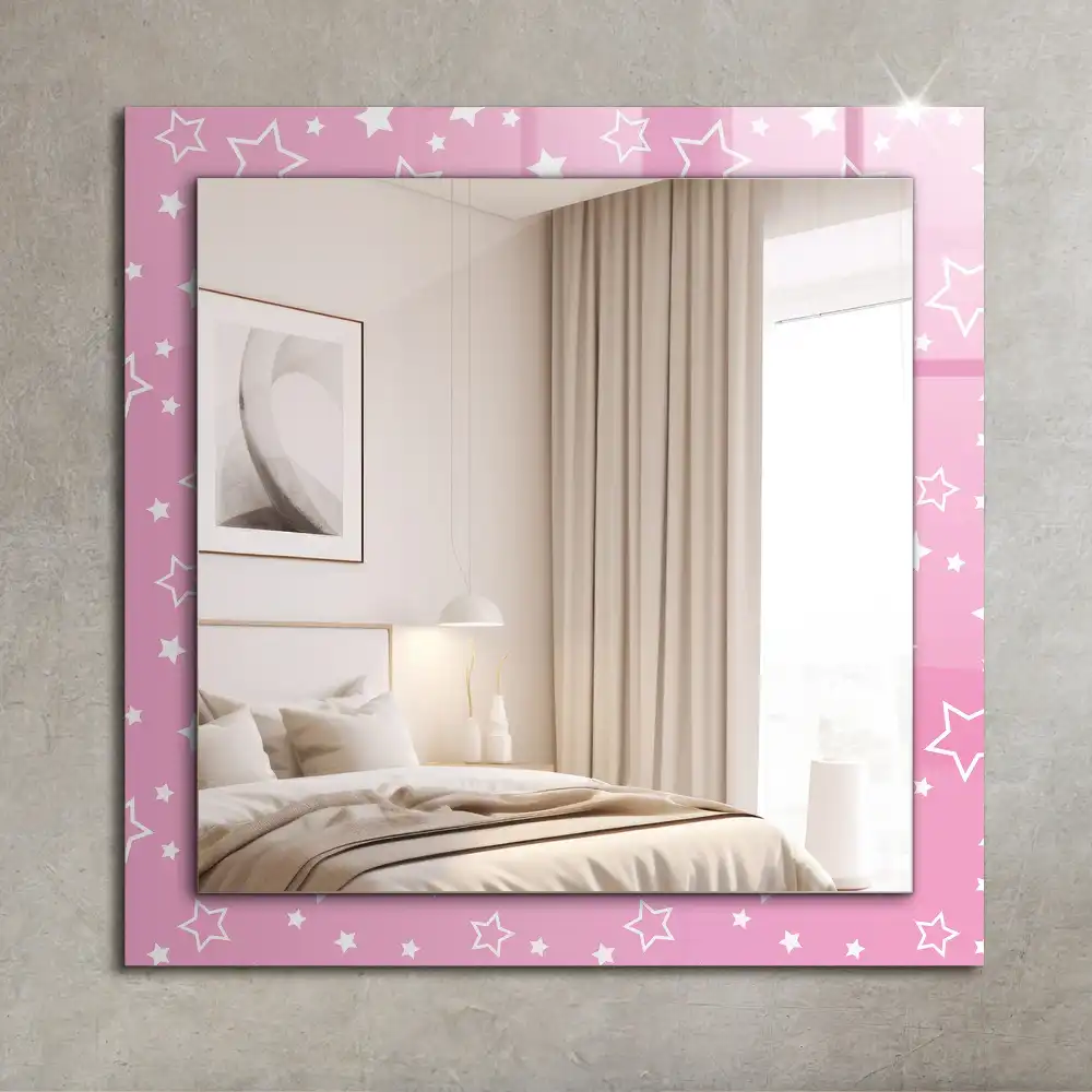 Rectangular wall mirror design Pink stars